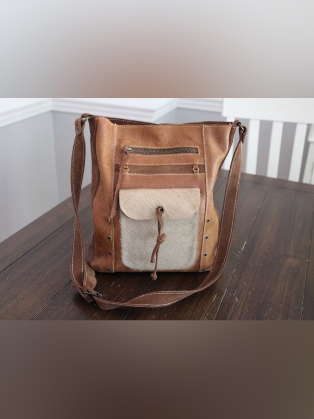 Handmade leather cross body bag
